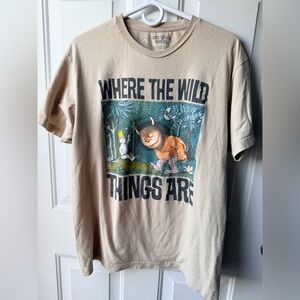 Where the Wild Things Are Graphic Tee Size L Vintage Style Tan Cotton Shirt